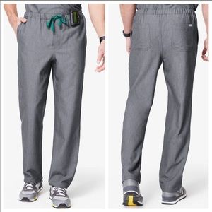 Figs Gray Men's Pants with Green Drawstring
